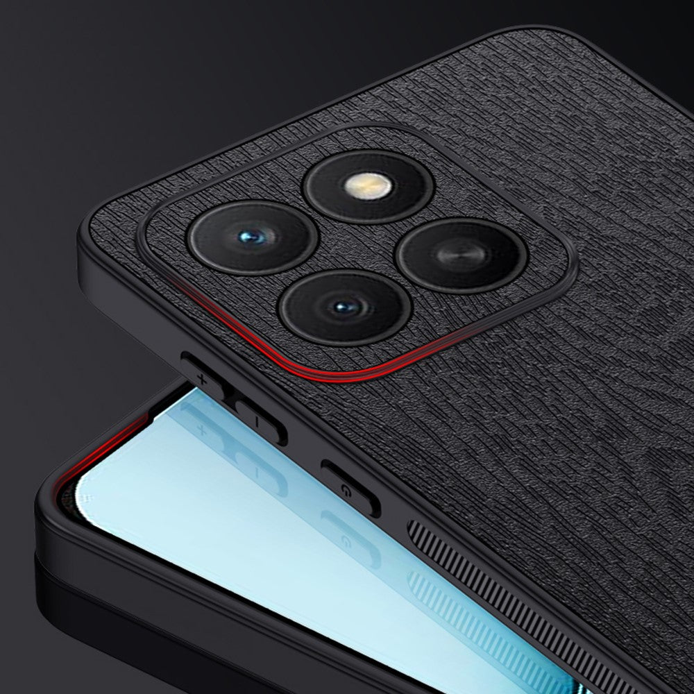 For Honor X8c 4G Case Wood Texture PU Leather Coated PC TPU Phone Cover