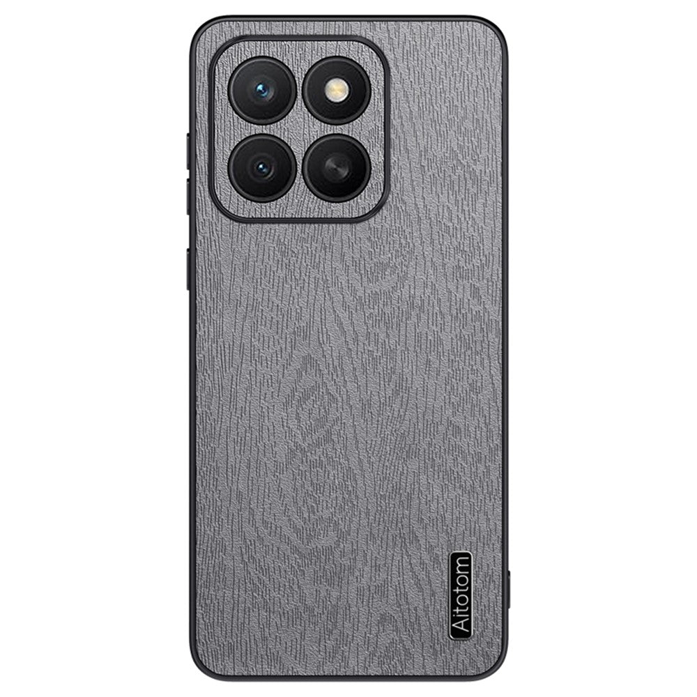 For Honor X8c 4G Case Wood Texture PU Leather Coated PC TPU Phone Cover