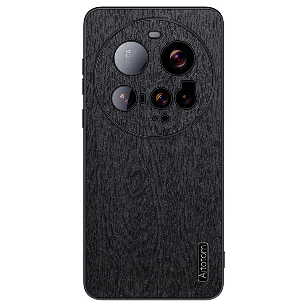 For Xiaomi 15 Ultra Case Wood Texture PU Leather Coated PC TPU Phone Cover