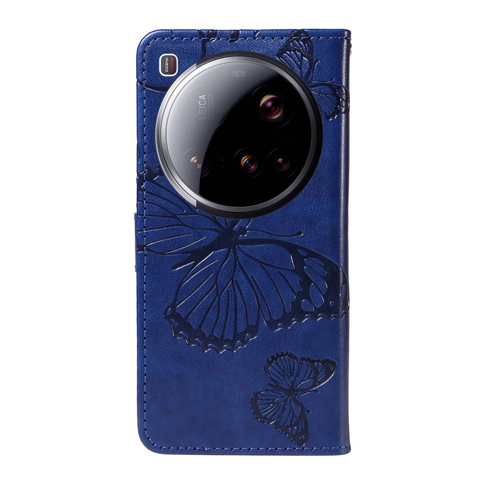 Xiaomi 15 Ultra Plånboksfodral Läderfodral med Blommigt Fjärilstryck och Stativ
