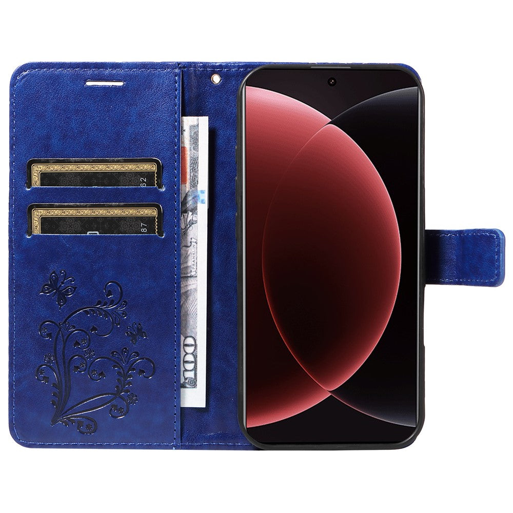 Xiaomi 15 Ultra Plånboksfodral Läderfodral med Blommigt Fjärilstryck och Stativ