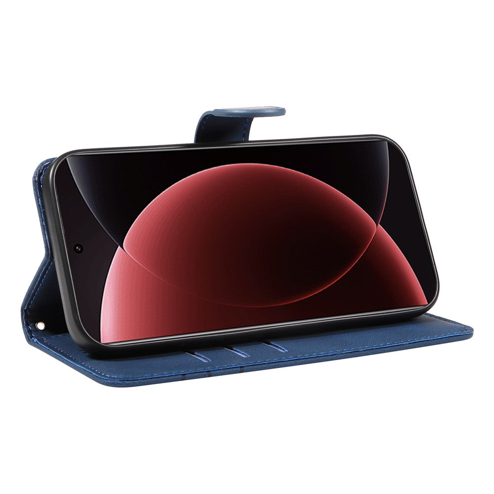For Xiaomi 15 Ultra Wallet Case Leather Phone Cover Stand with Curved Line Design