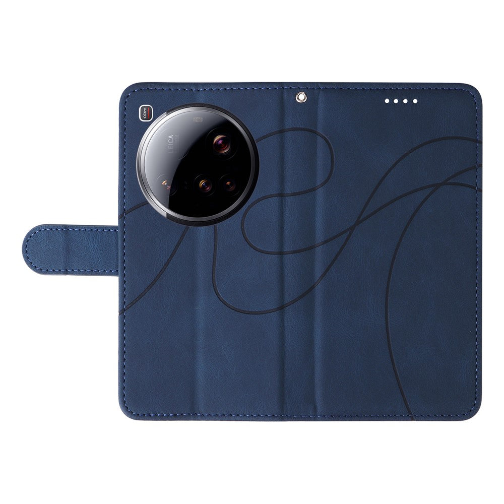 For Xiaomi 15 Ultra Wallet Case Leather Phone Cover Stand with Curved Line Design