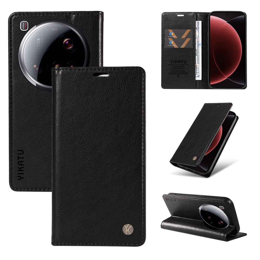 YIKATU For Xiaomi 15 Ultra Wallet Case  YK-006 Magnetic Closure Leather Phone Cover Litchi Texture