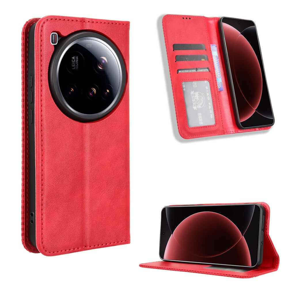 For Xiaomi 15 Ultra Retro PU Leather Case Phone Wallet Stand Cover