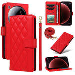 For Xiaomi 15 Ultra Wallet Case Rhombus Leather Phone Cover with Strap