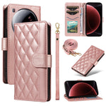 For Xiaomi 15 Ultra Wallet Case Rhombus Leather Phone Cover with Strap