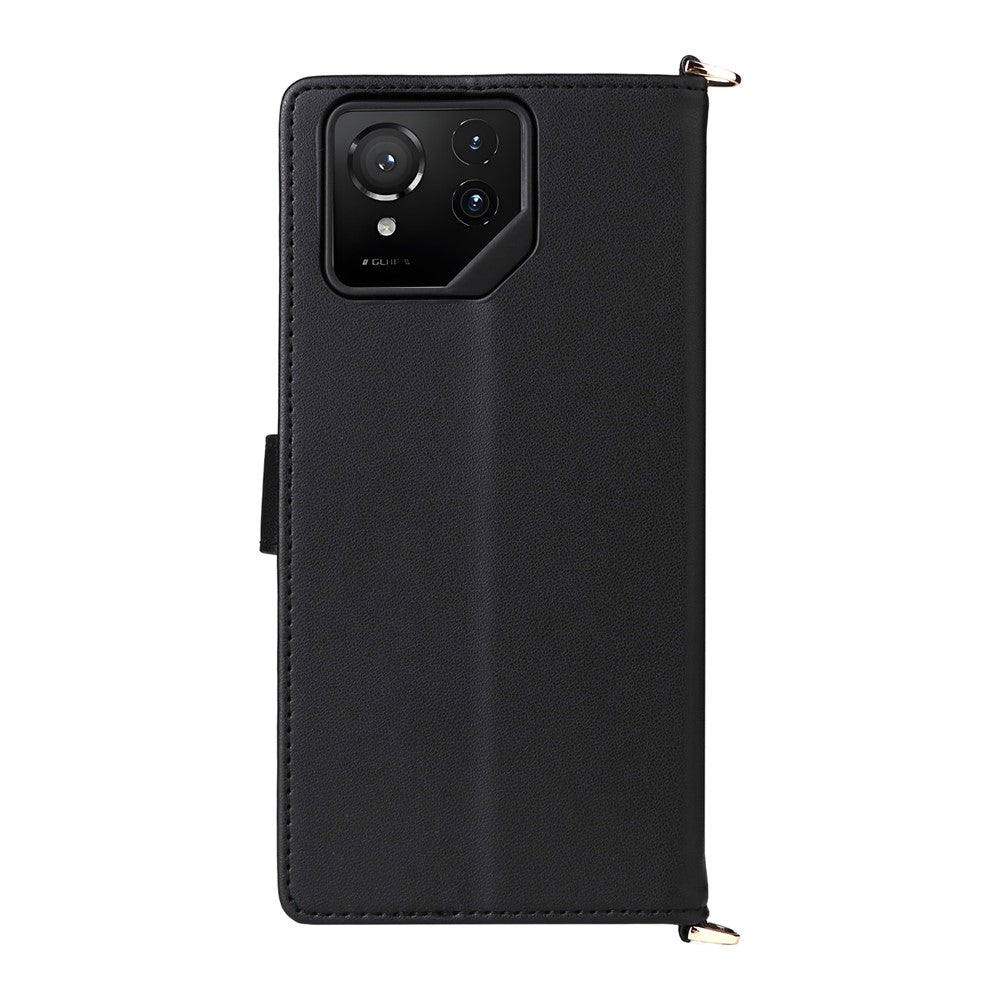 Til Asus ROG Phone 9 5G / Phone 9 Pro 5G Pung Etui med Skulder / Håndledsrem Læder Telefoncover Stativ
