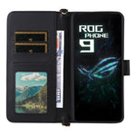 Til Asus ROG Phone 9 5G / Phone 9 Pro 5G Pung Etui med Skulder / Håndledsrem Læder Telefoncover Stativ