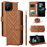 Til Asus ROG Phone 9 5G / Phone 9 Pro 5G Pung Etui med Skulder / Håndledsrem Læder Telefoncover Stativ