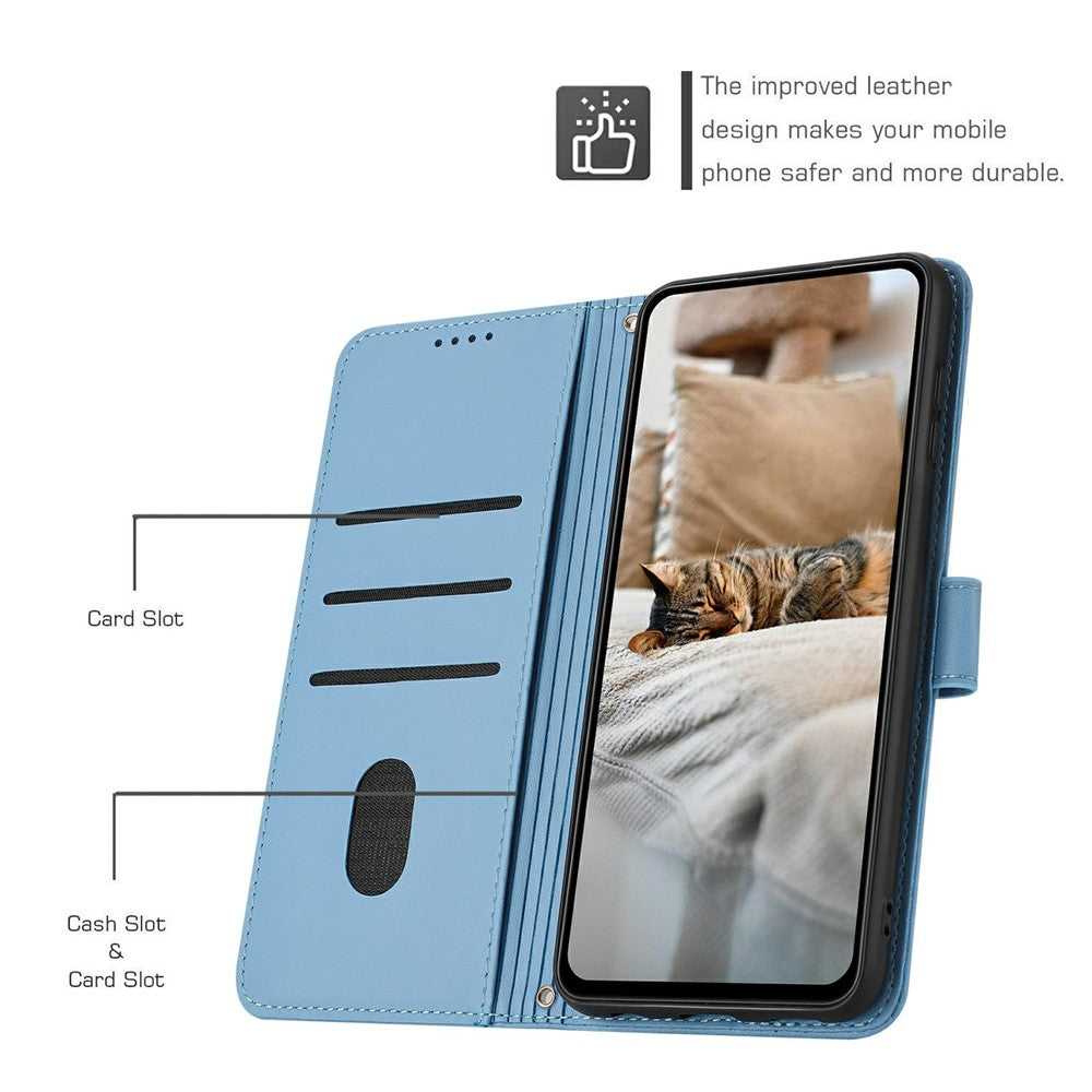 Wallet Case for Xiaomi Redmi Note 14 4G (164.84mm) Cats Imprint Leather Phone Cover with Strap