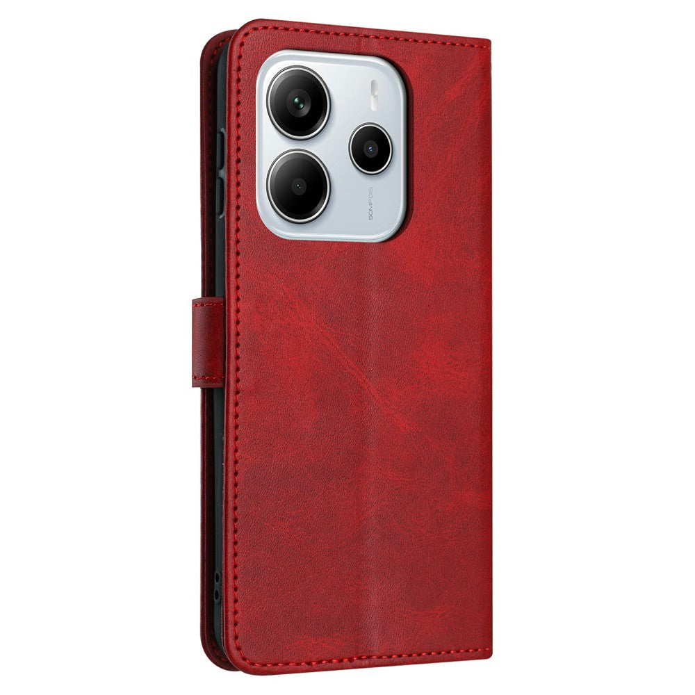 For Xiaomi Redmi Note 14 4G (164.84mm) Case Flip Stand PU Leather Wallet Phone Cover Calf Texture