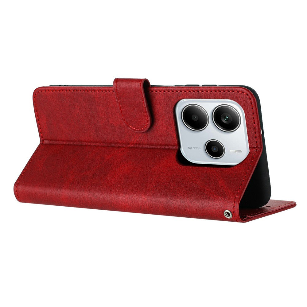 For Xiaomi Redmi Note 14 4G (164.84mm) Case Flip Stand PU Leather Wallet Phone Cover Calf Texture