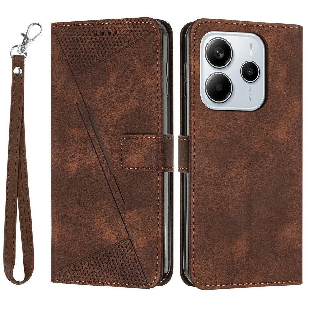 For Xiaomi Redmi Note 14 4G (164.84mm) Case Handbag Imprinted Triangle Leather Phone Cover