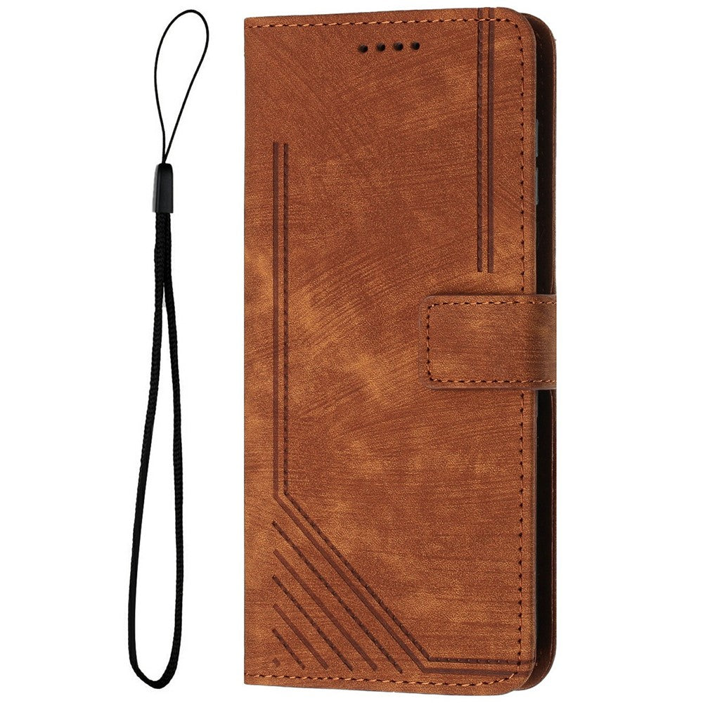 For Xiaomi Redmi Note 14 4G (164.84mm) Case Imprinted Lines Leather Phone Cover with Stand