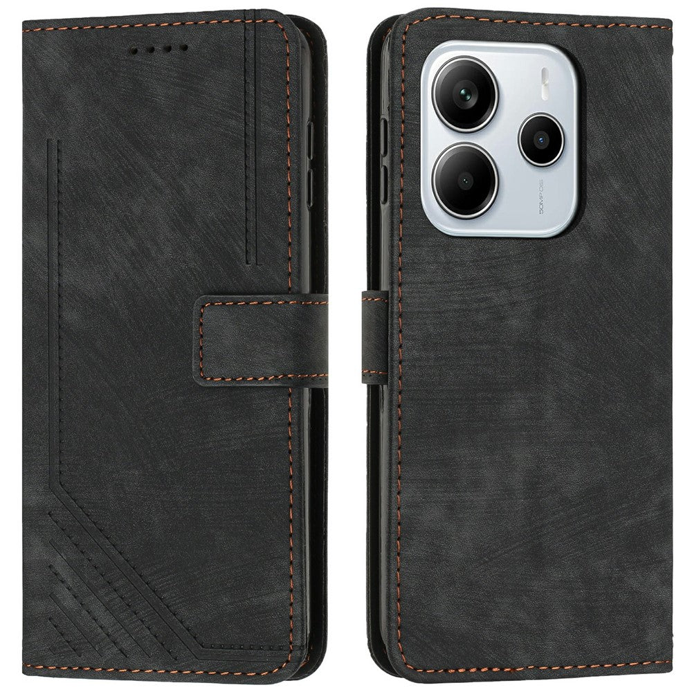 For Xiaomi Redmi Note 14 4G (164.84mm) Case Imprinted Lines Leather Phone Cover with Stand