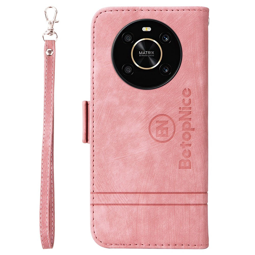 BETOPNICE 001 For Honor X9 4G / X9 5G / X30 5G / Magic4 Lite 5G / Magic4 Lite 4G Imprinted Stitching Line PU Leather Stand Wallet Case Shockproof Cover with Strap