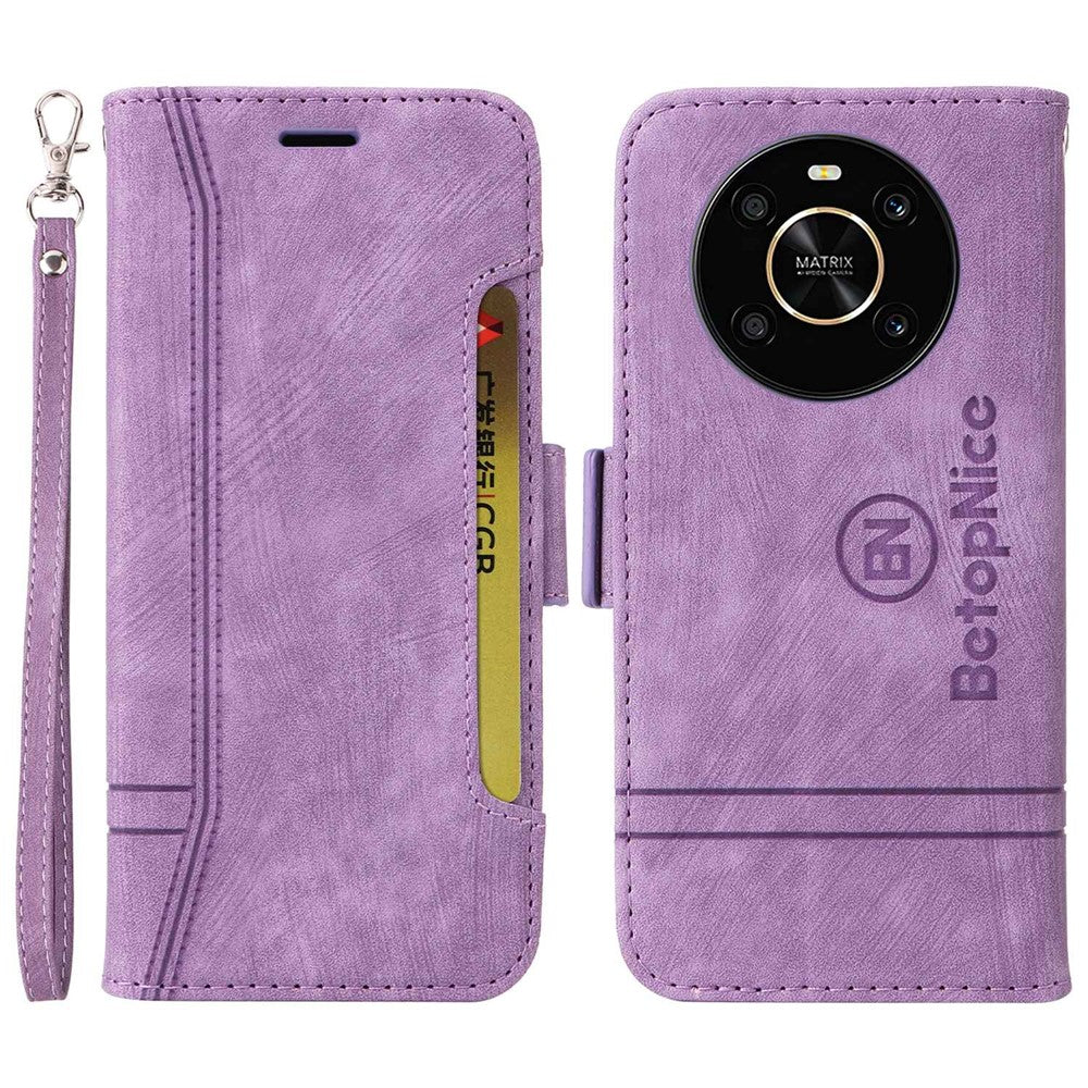 BETOPNICE 001 For Honor X9 4G / X9 5G / X30 5G / Magic4 Lite 5G / Magic4 Lite 4G Imprinted Stitching Line PU Leather Stand Wallet Case Shockproof Cover with Strap