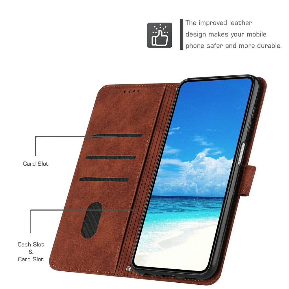 For Xiaomi Redmi Note 14 4G (164.84mm) Case Viewing Stand PU Leather Phone Cover Imprinted Heart Pattern