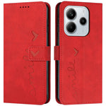 For Xiaomi Redmi Note 14 4G (164.84mm) Case Viewing Stand PU Leather Phone Cover Imprinted Heart Pattern