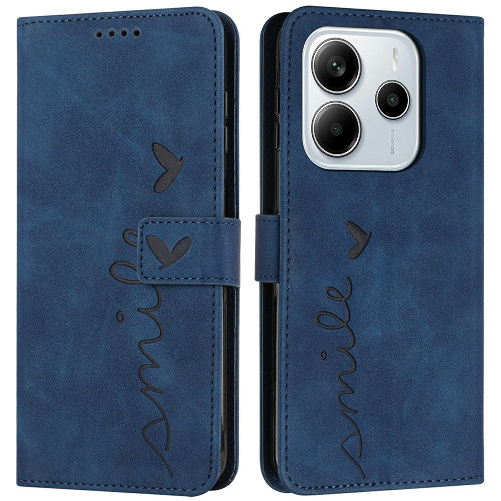 For Xiaomi Redmi Note 14 4G (164.84mm) Case Viewing Stand PU Leather Phone Cover Imprinted Heart Pattern