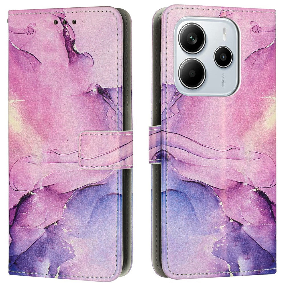 For Xiaomi Redmi Note 14 4G (164.84mm) Stand Case Marble Pattern PU Leather Wallet Phone Cover
