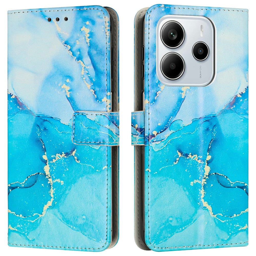 For Xiaomi Redmi Note 14 4G (164.84mm) Stand Case Marble Pattern PU Leather Wallet Phone Cover