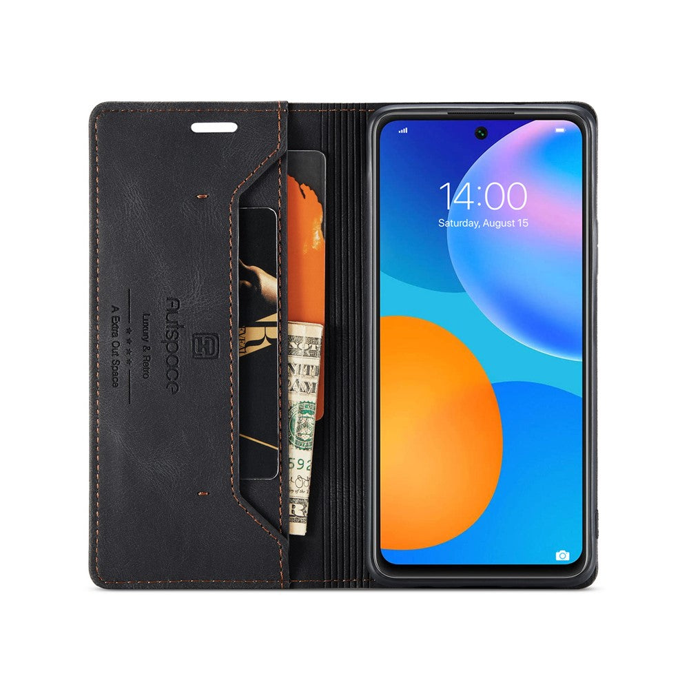 AUTSPACE For Huawei Y7a / Huawei P smart 2021 Wallet Case  A01 Leather Stand Cover with RFID Blocking Card Holder