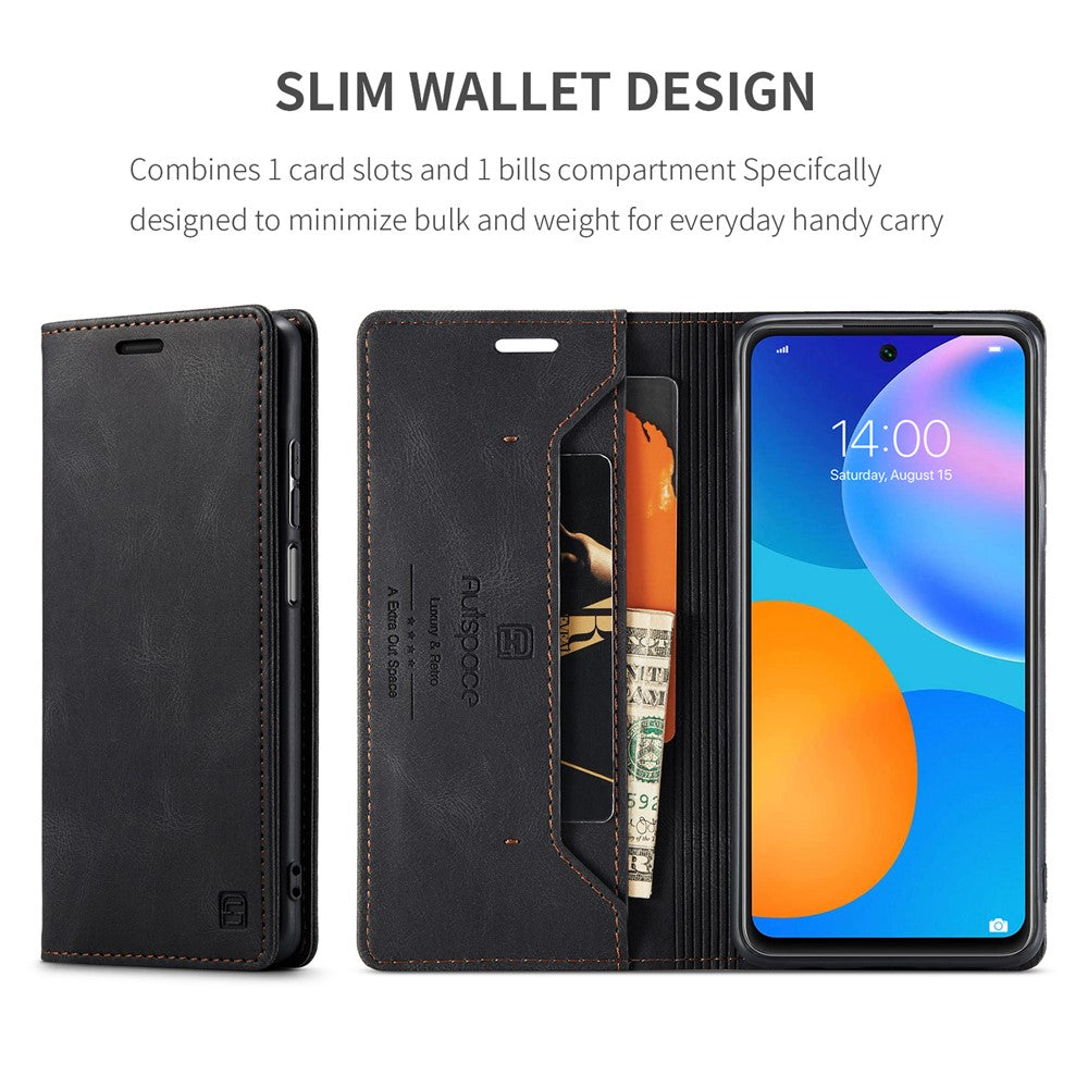 AUTSPACE For Huawei Y7a / Huawei P smart 2021 Wallet Case  A01 Leather Stand Cover with RFID Blocking Card Holder
