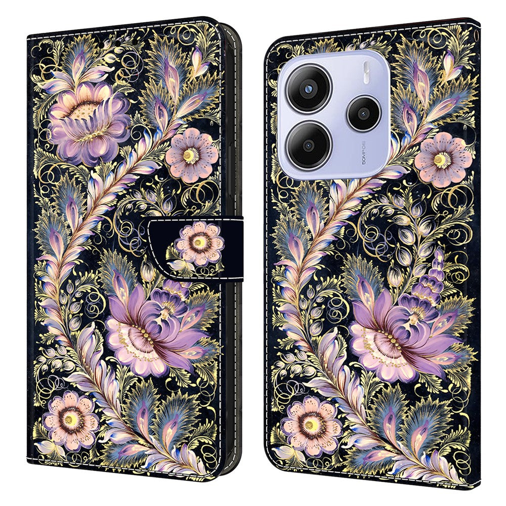For Xiaomi Redmi Note 14 4G (164.84mm) Wallet Case Pattern Printing Stand Leather Flip Phone Cover