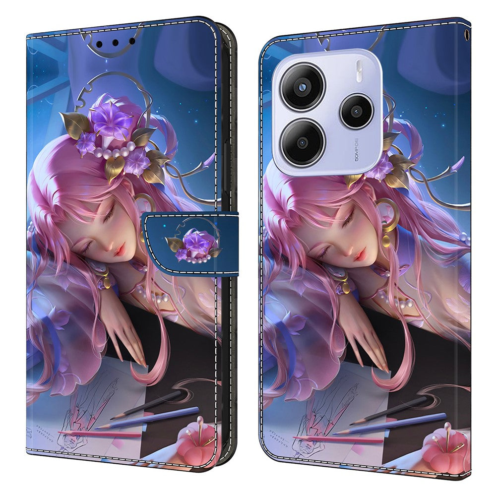 For Xiaomi Redmi Note 14 4G (164.84mm) Wallet Case Pattern Printing Stand Leather Flip Phone Cover