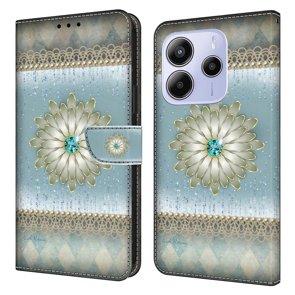 For Xiaomi Redmi Note 14 4G (164.84mm) Wallet Case Pattern Printing Stand Leather Flip Phone Cover