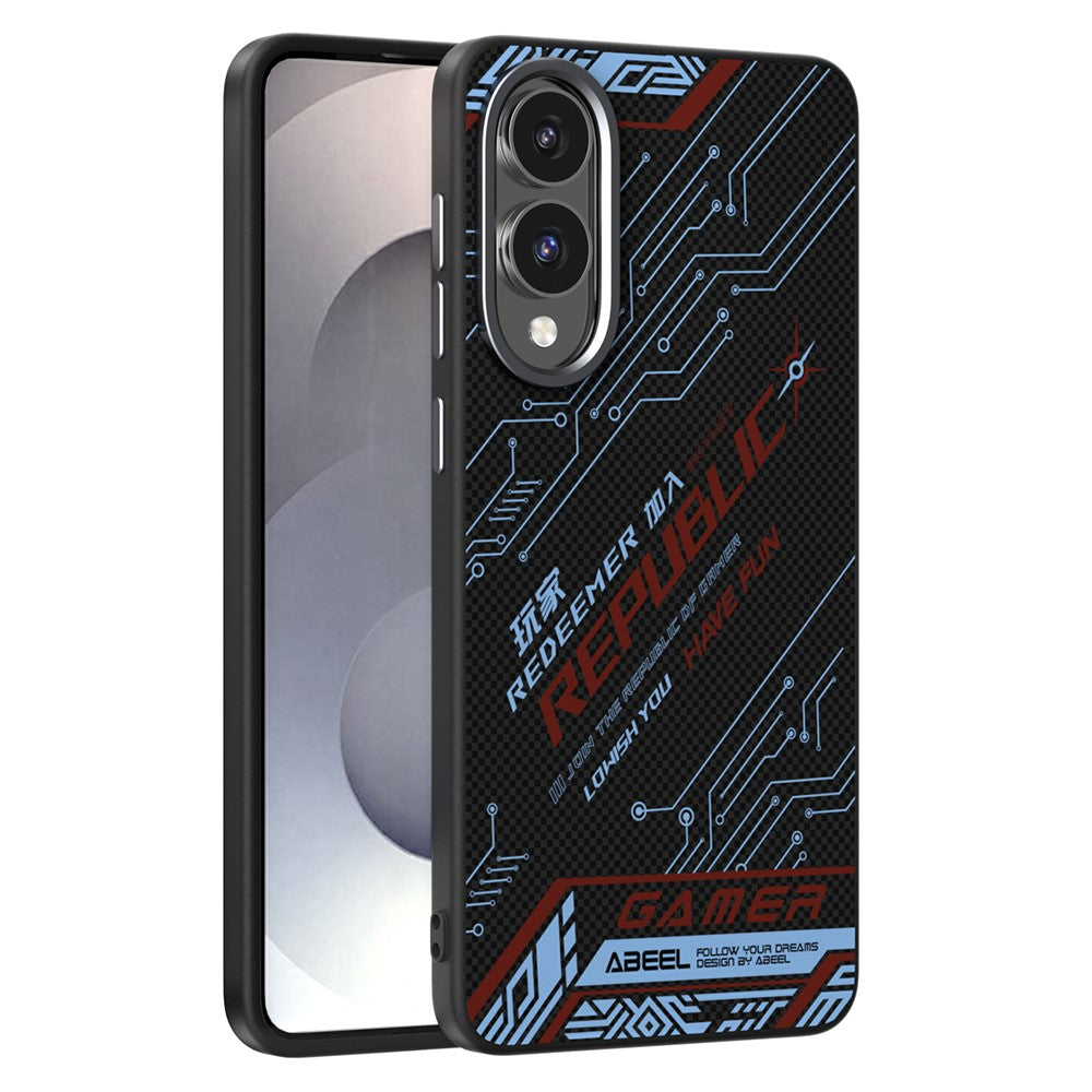ABEEL For Samsung Galaxy S25 Edge Magnetic Case Micro-Embossing 6D Printed PC TPU Aluminum Alloy Leather Phone Cover