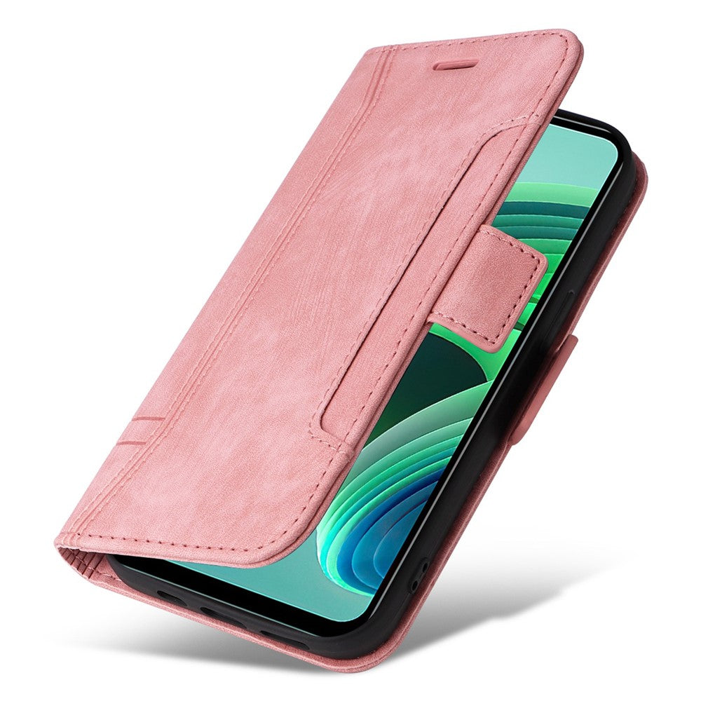 BETOPNICE 001 För Xiaomi Redmi Note 11E 5G / 10 5G / 10 Prime+ 5G Präglade sömmar PU-läder Stoppsäkert mobilskal Flip Stand Plånboksfodral med rem