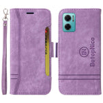 BETOPNICE 001 För Xiaomi Redmi Note 11E 5G / 10 5G / 10 Prime+ 5G Präglade sömmar PU-läder Stoppsäkert mobilskal Flip Stand Plånboksfodral med rem
