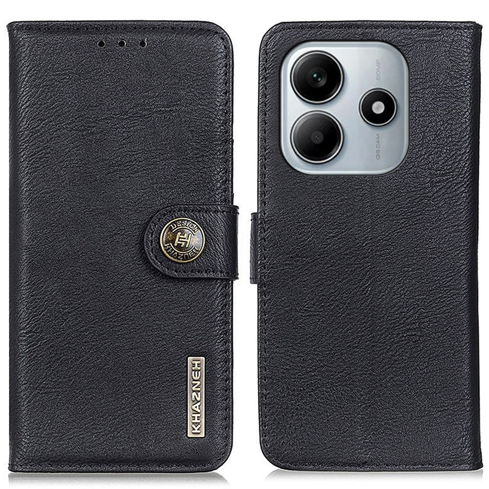 KHAZNEH For Xiaomi Redmi Note 14 4G (164.84mm) Wallet Case Cowhide Texture Leather Flip Phone Cover