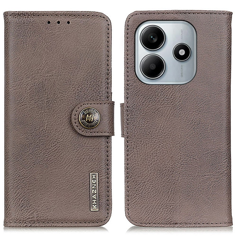 KHAZNEH For Xiaomi Redmi Note 14 4G (164.84mm) Wallet Case Cowhide Texture Leather Flip Phone Cover