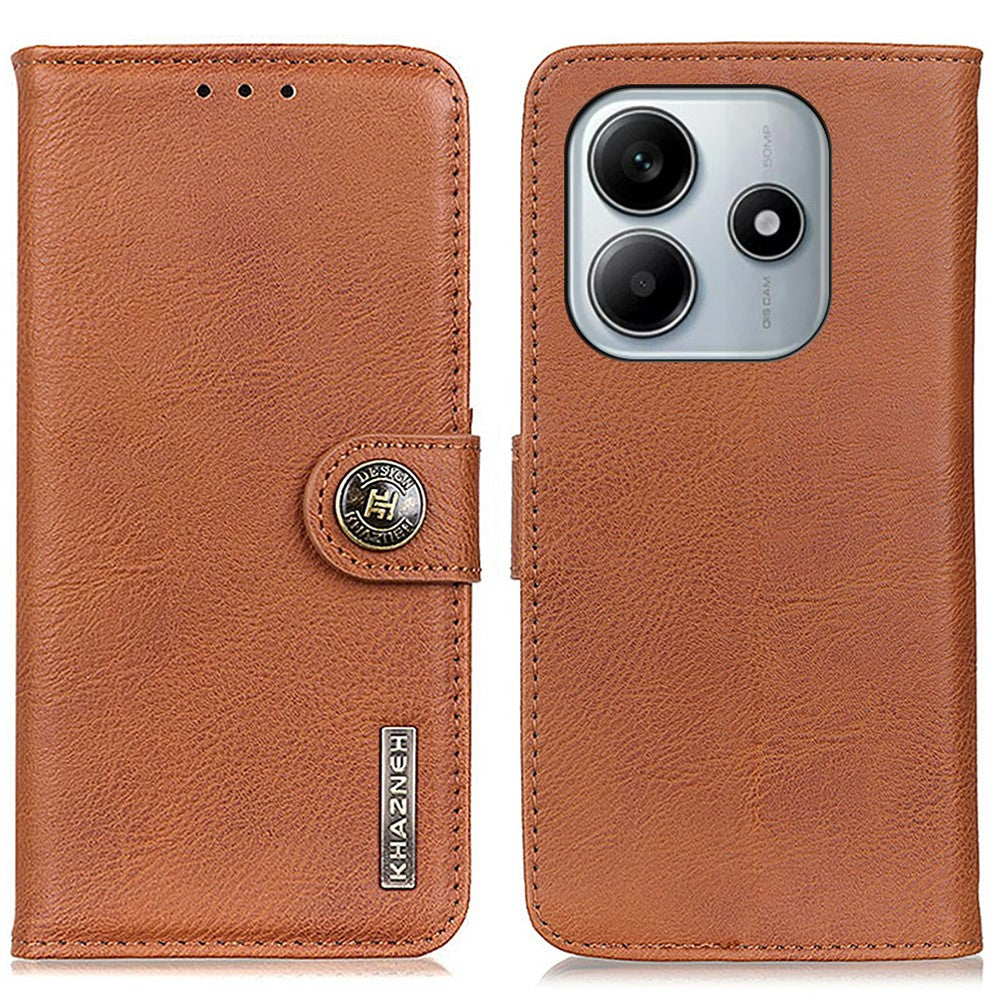 KHAZNEH For Xiaomi Redmi Note 14 4G (164.84mm) Wallet Case Cowhide Texture Leather Flip Phone Cover