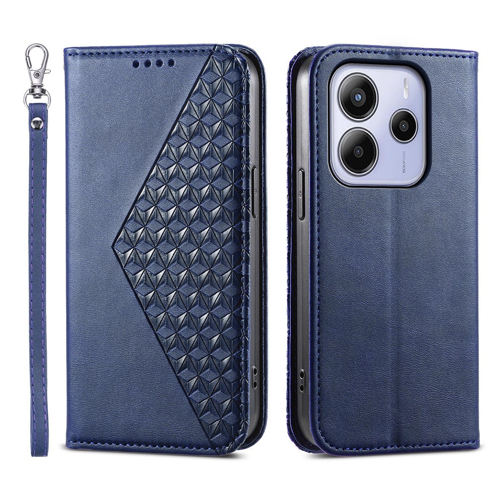 Xiaomi Redmi Note 14 4G (164.84mm) fodral Kalvstruktur PU-lädermobilskal med plånbok