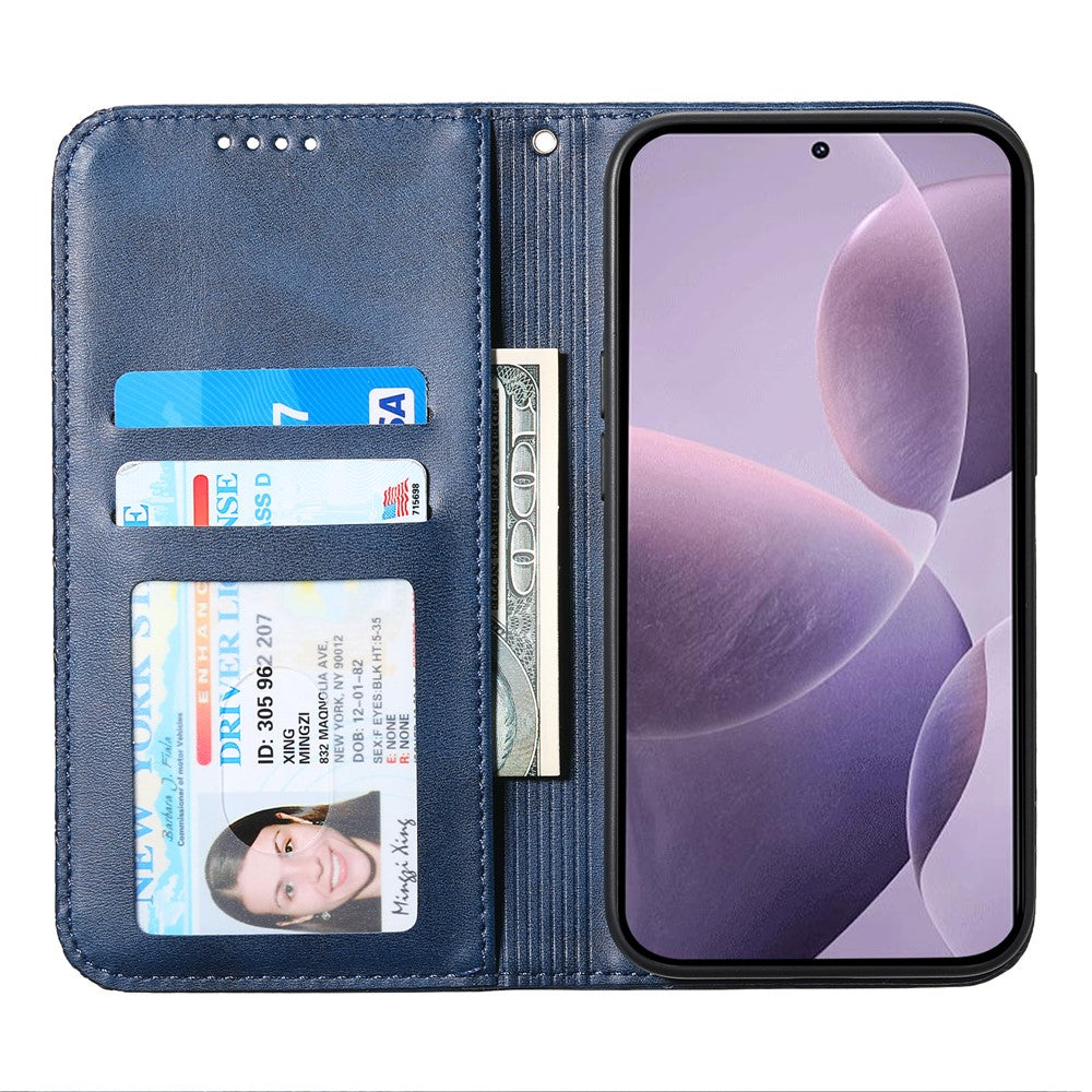 Xiaomi Redmi Note 14 4G (164.84mm) fodral Kalvstruktur PU-lädermobilskal med plånbok