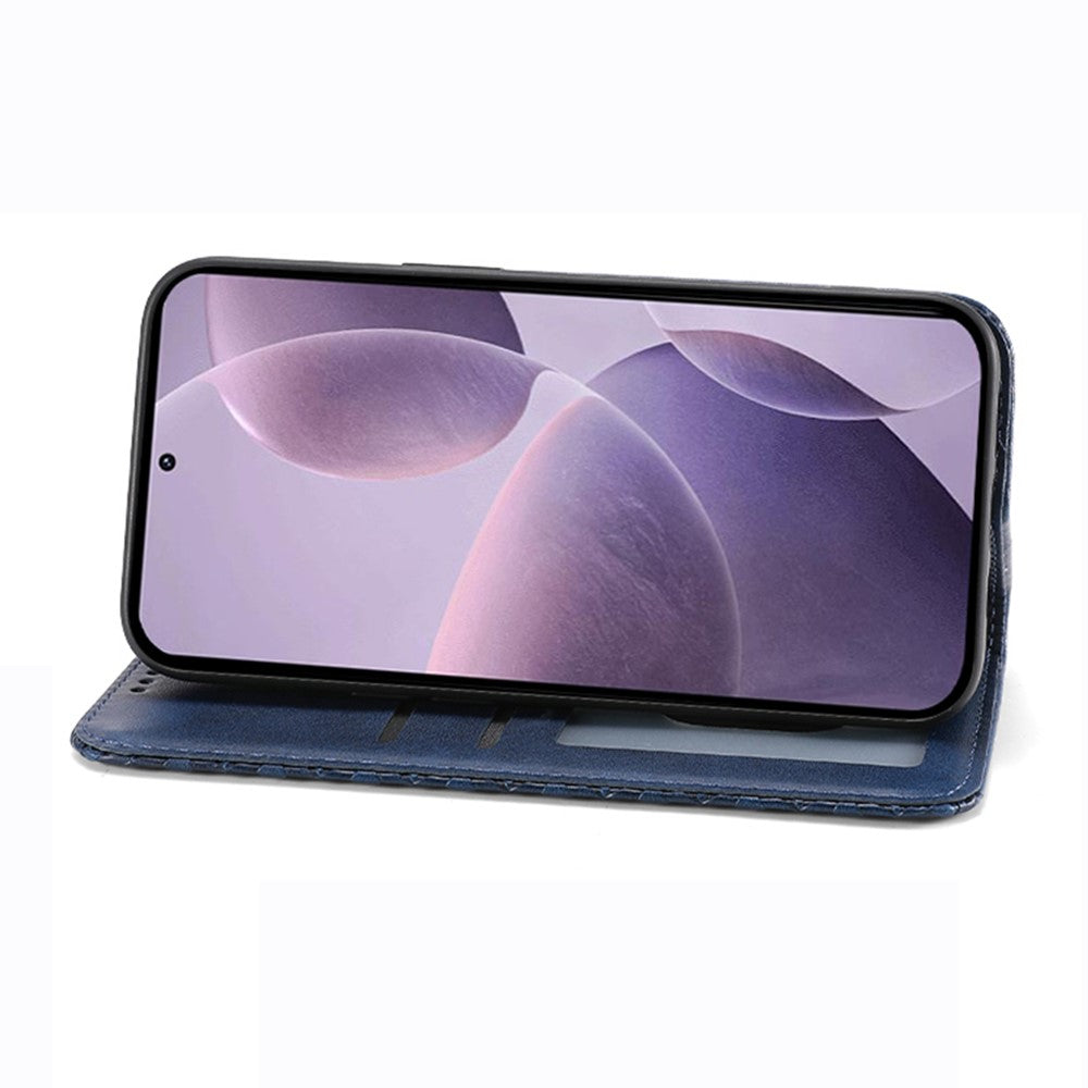 Xiaomi Redmi Note 14 4G (164.84mm) fodral Kalvstruktur PU-lädermobilskal med plånbok