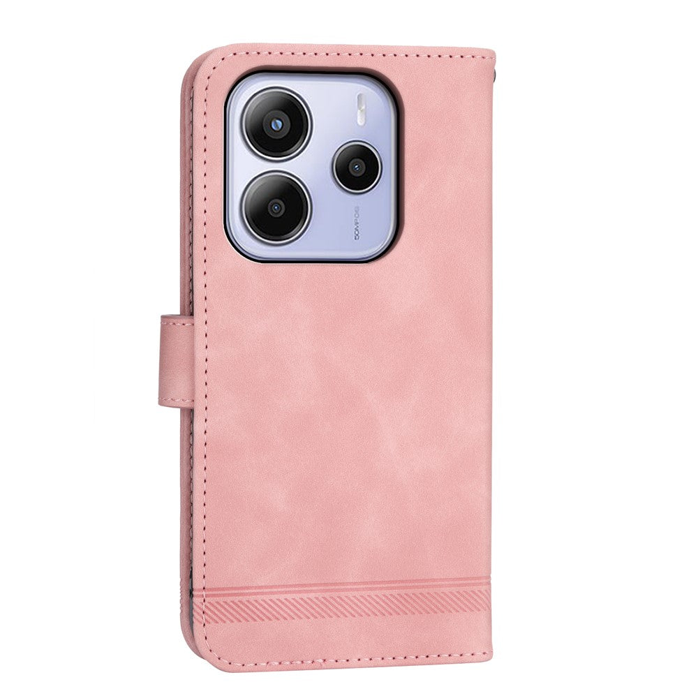 DIERFENG DF-03 For Xiaomi Redmi Note 14 4G (164.84mm) Case Lines Imprint Wallet Leather Phone Cover