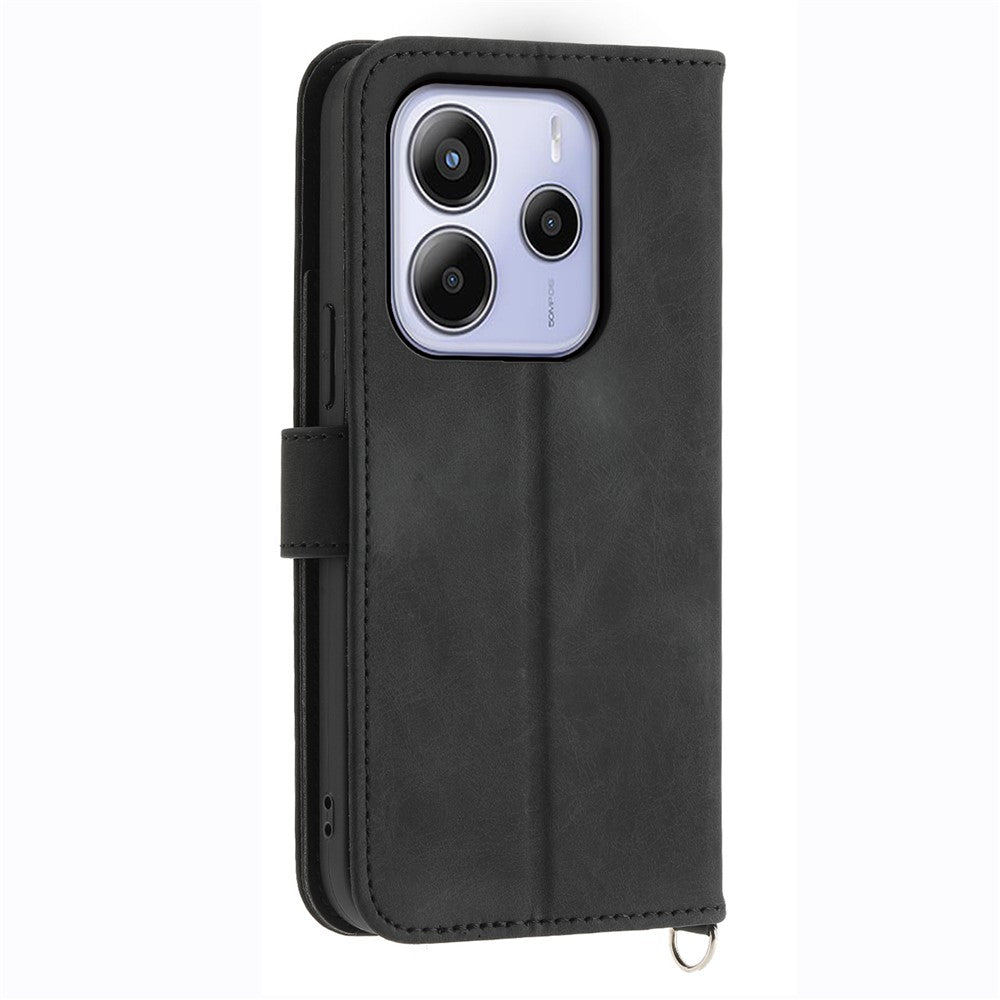 For Xiaomi Redmi Note 14 4G (164.84mm) Case Flower Pattern PU Leather Wallet Phone Cover with Strap