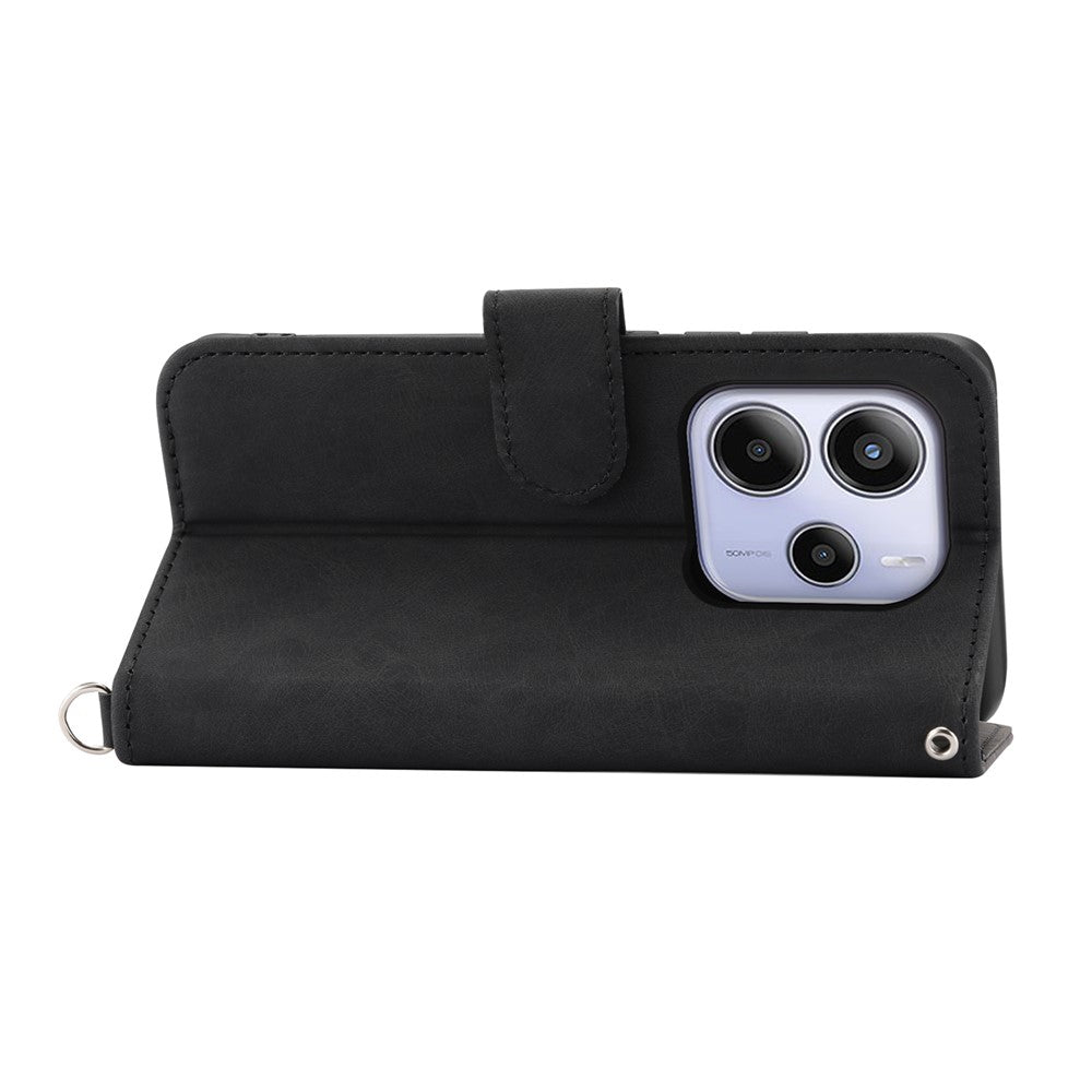 For Xiaomi Redmi Note 14 4G (164.84mm) Case Flower Pattern PU Leather Wallet Phone Cover with Strap