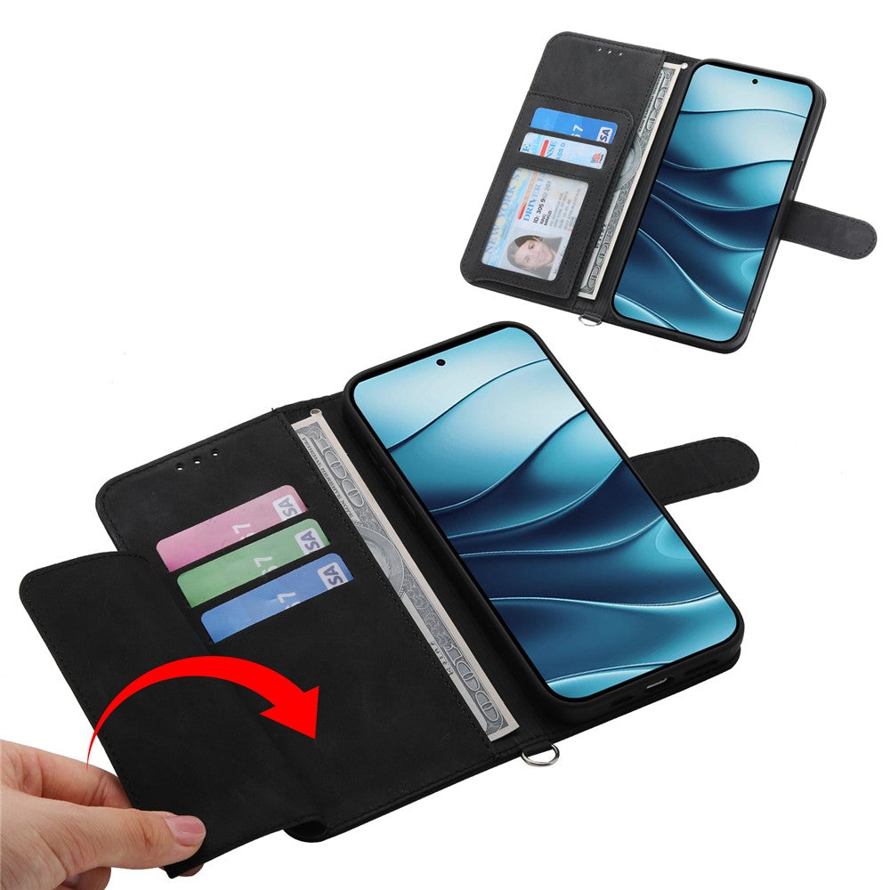 For Xiaomi Redmi Note 14 4G (164.84mm) Case Flower Pattern PU Leather Wallet Phone Cover with Strap
