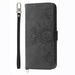For Xiaomi Redmi Note 14 4G (164.84mm) Case Flower Pattern PU Leather Wallet Phone Cover with Strap