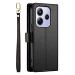 DF-011 For Xiaomi Redmi Note 14 4G (164.84mm) Case Zipper Pocket Wallet Leather Phone Cover with Straps