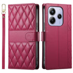 For Xiaomi Redmi Note 14 4G (164.84mm) Case Rhombus Stitching Wallet Stand Leather Phone Cover with Long / Short Strap