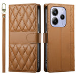 For Xiaomi Redmi Note 14 4G (164.84mm) Case Rhombus Stitching Wallet Stand Leather Phone Cover with Long / Short Strap