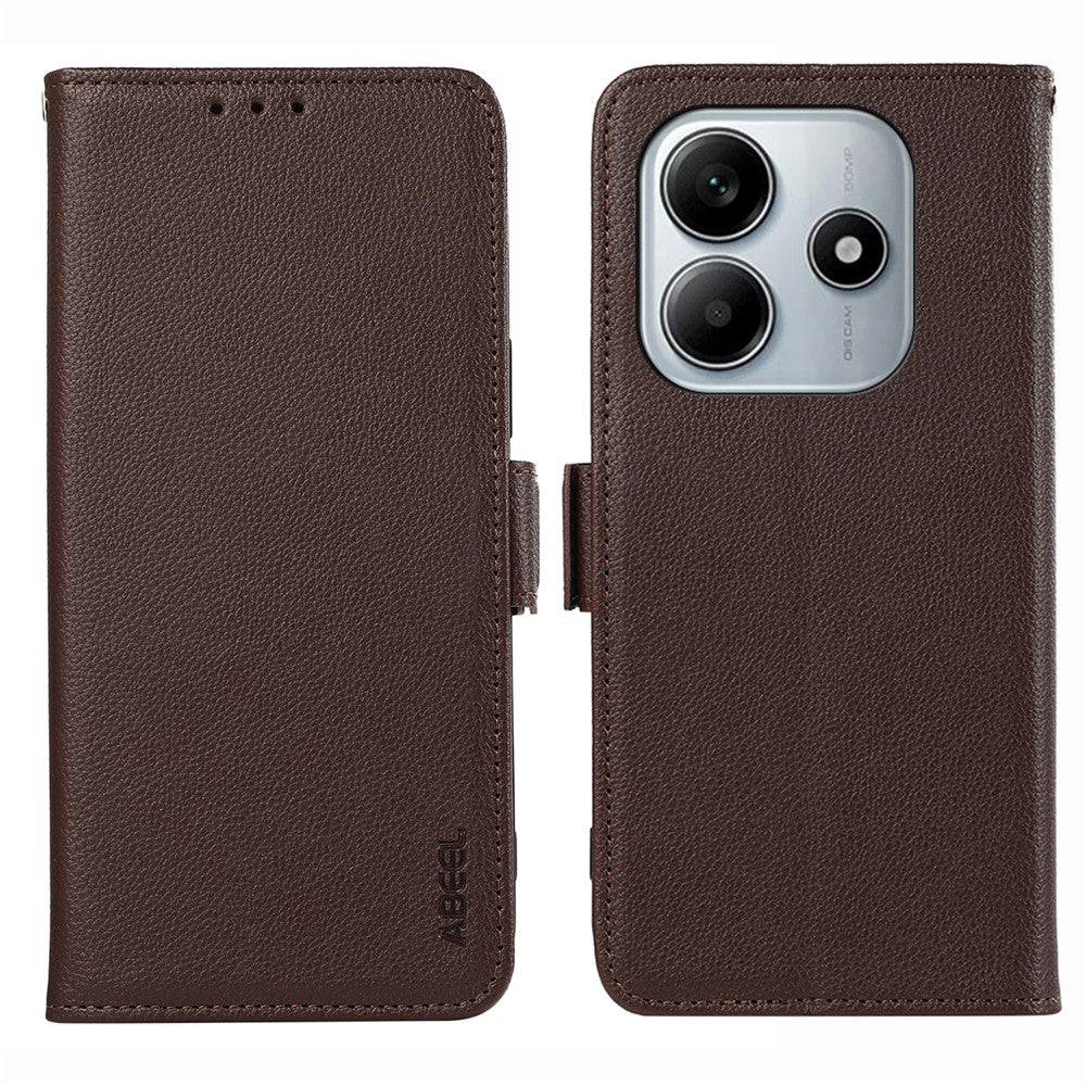 ABEEL For Xiaomi Redmi Note 14 4G (164.84mm) Case Litchi Texture Leather RFID Blocking Phone Cover